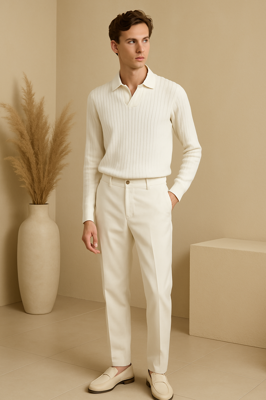 Gestreepte polo met lange mouwen