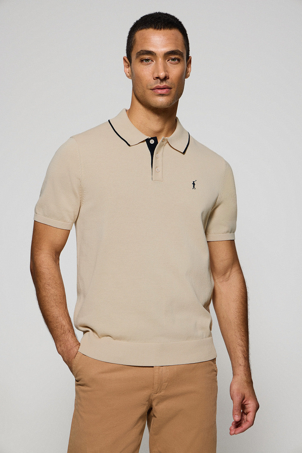 Polo beige met knopen