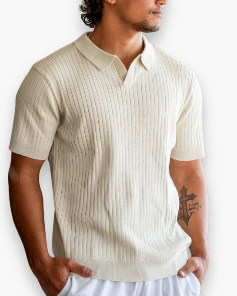 Heren elegant geribbeld poloshirt | Klassiek