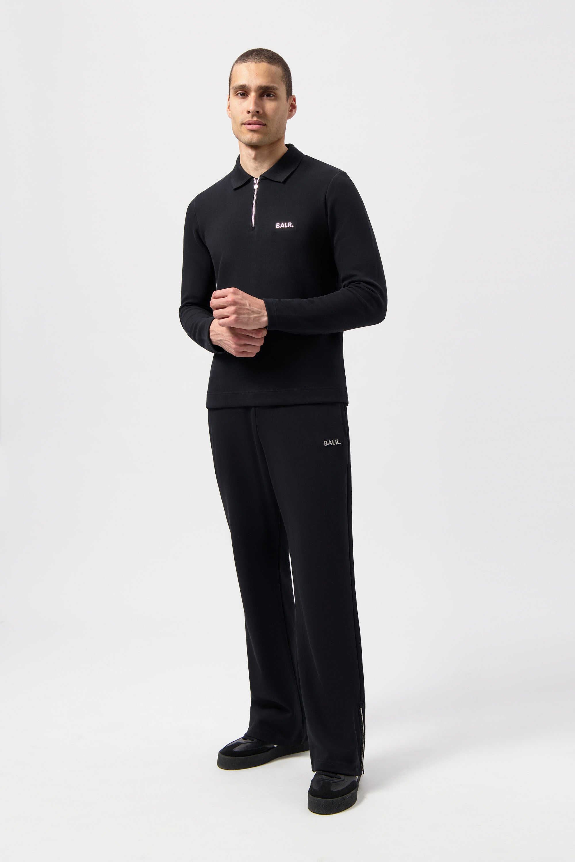 Q-Series Regular Fit Polo met Lange Mouwen Jet Black