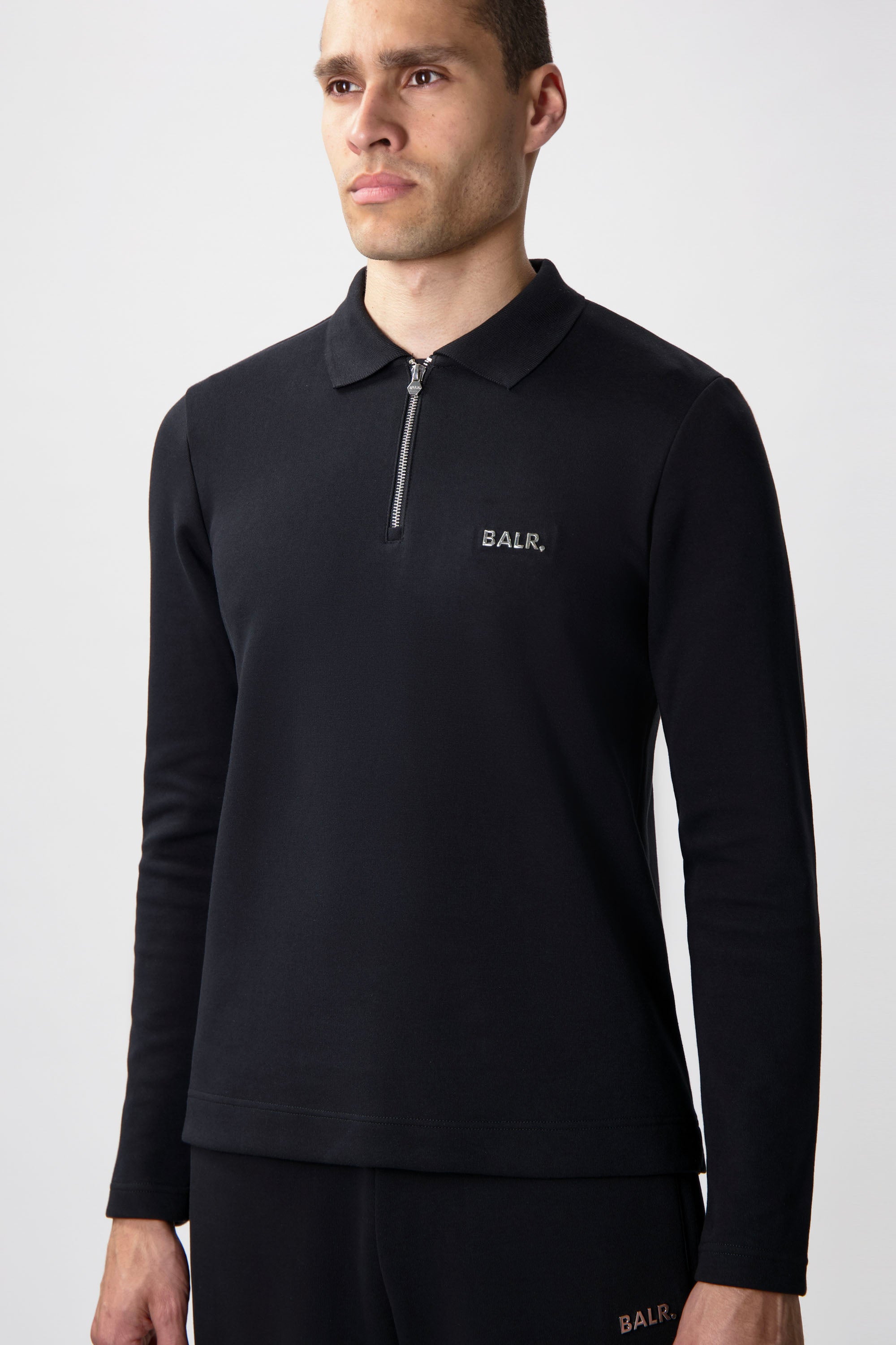 Q-Series Regular Fit Polo met Lange Mouwen Jet Black