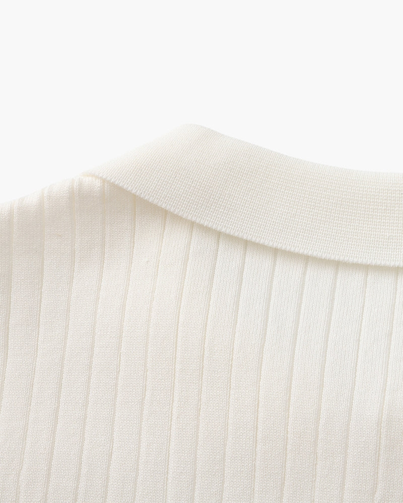 Premium Geripptes Poloshirt