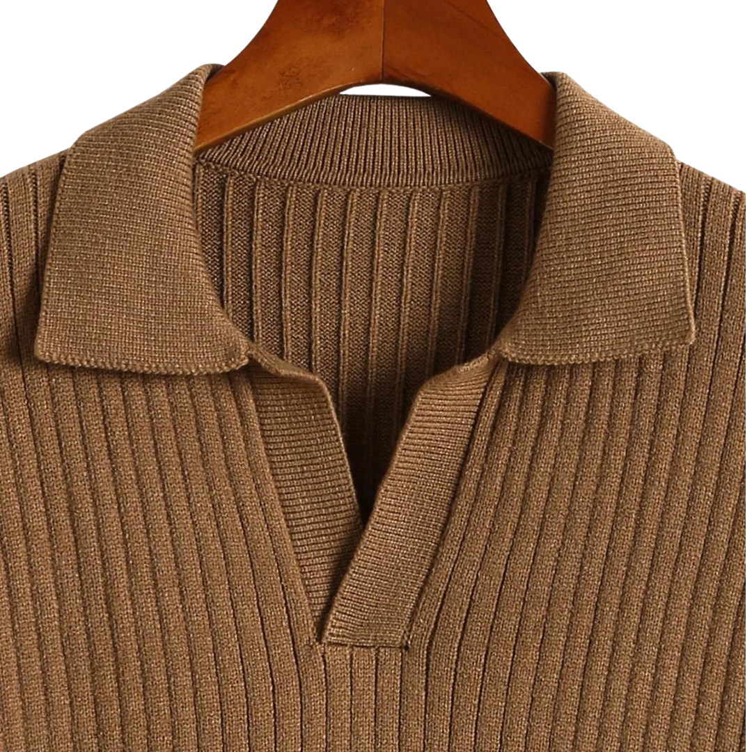 V-hals polotrui geribbeld