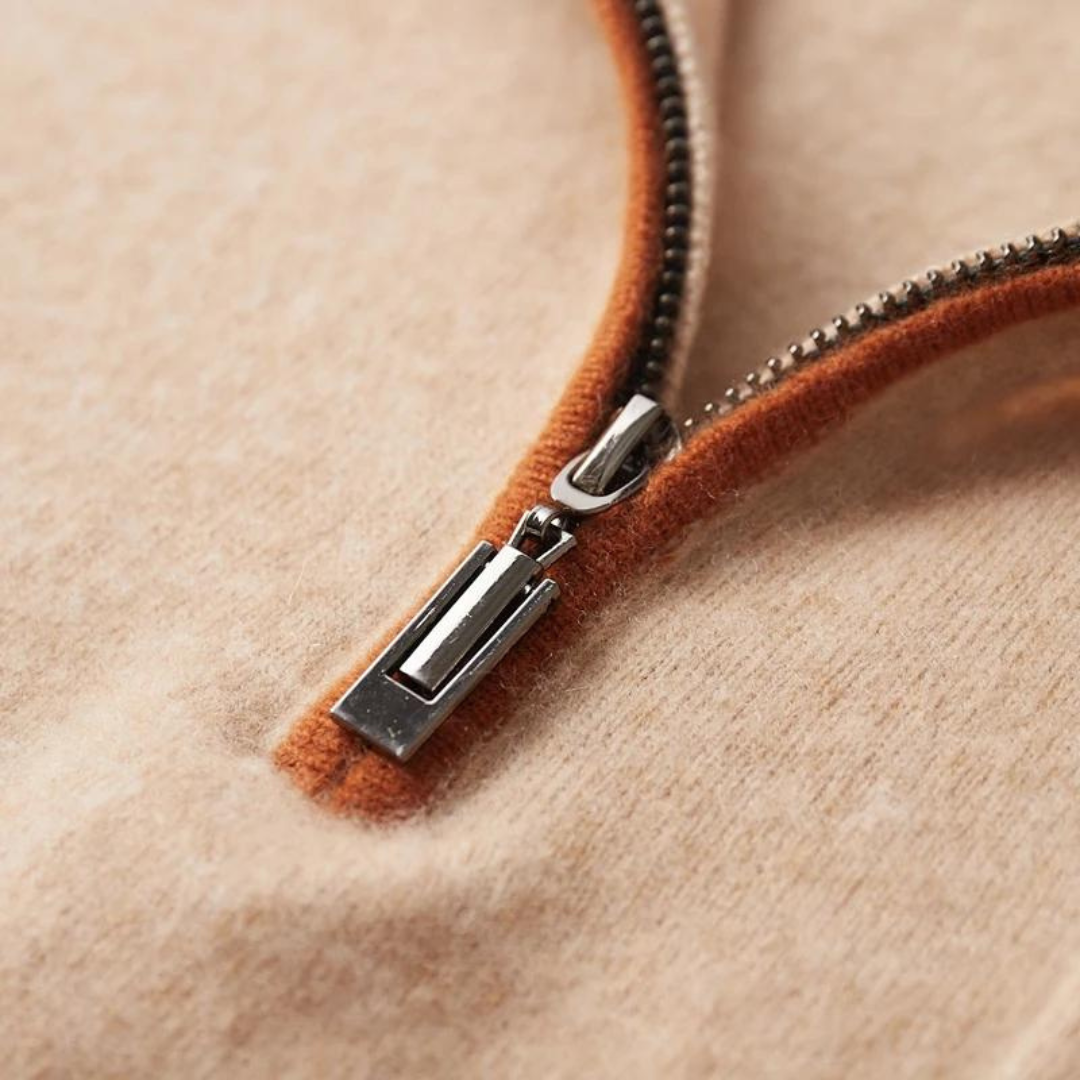 100% cashmere polo zip up up