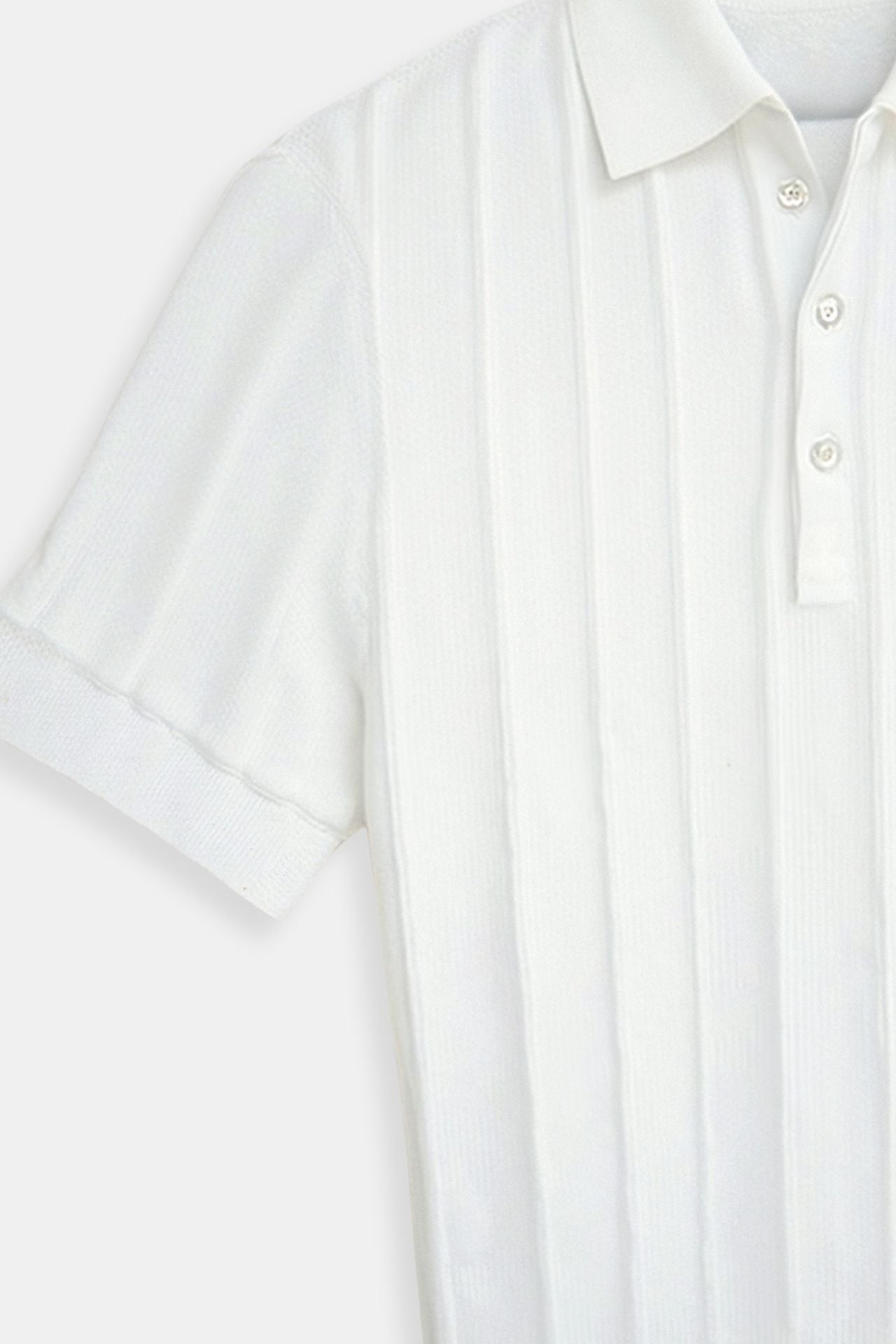 Vertical stripping button up polo