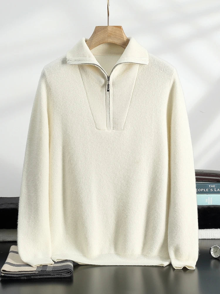 100% Cashmere Half Zip Pullover