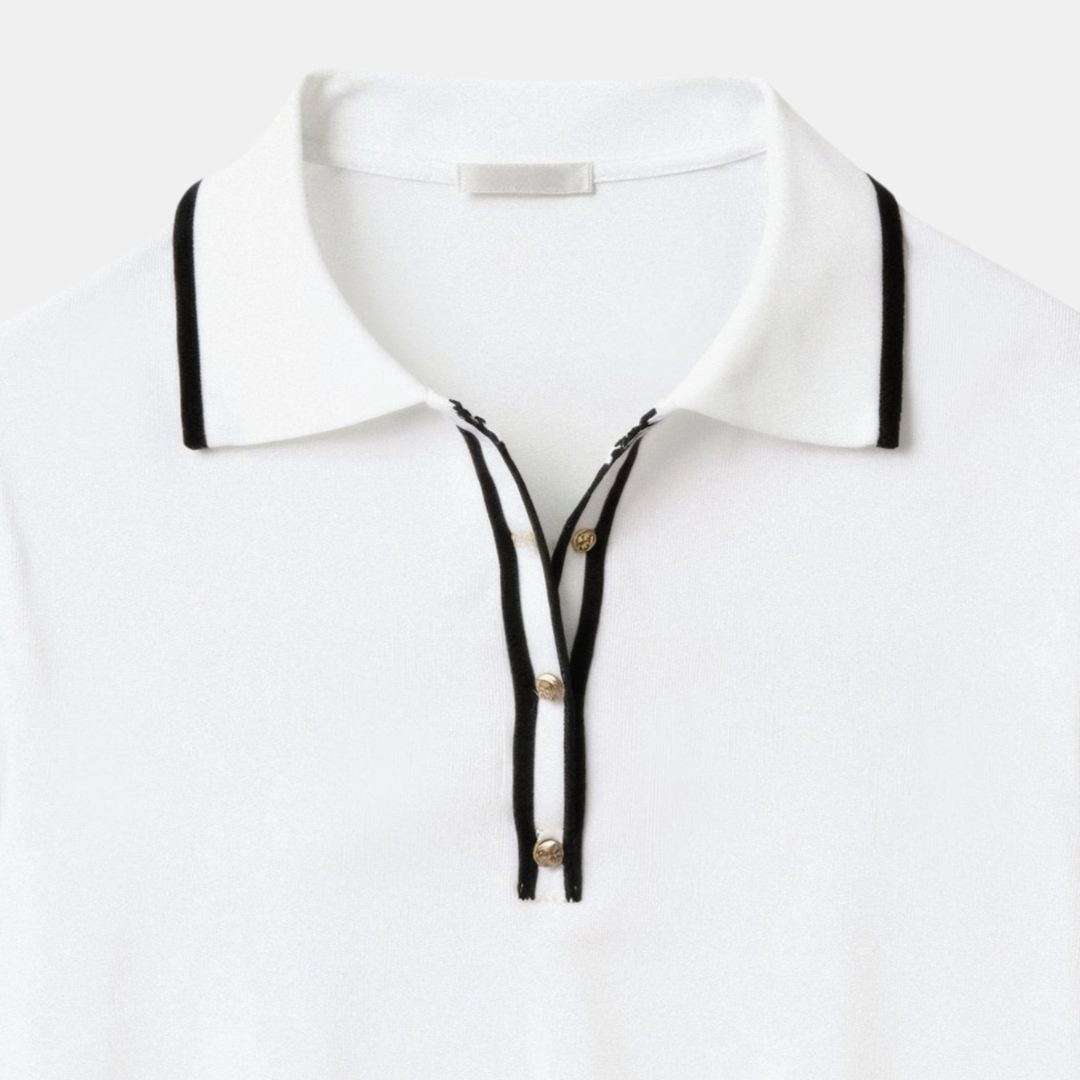 Contrast Elegant Trim Button Up Polo