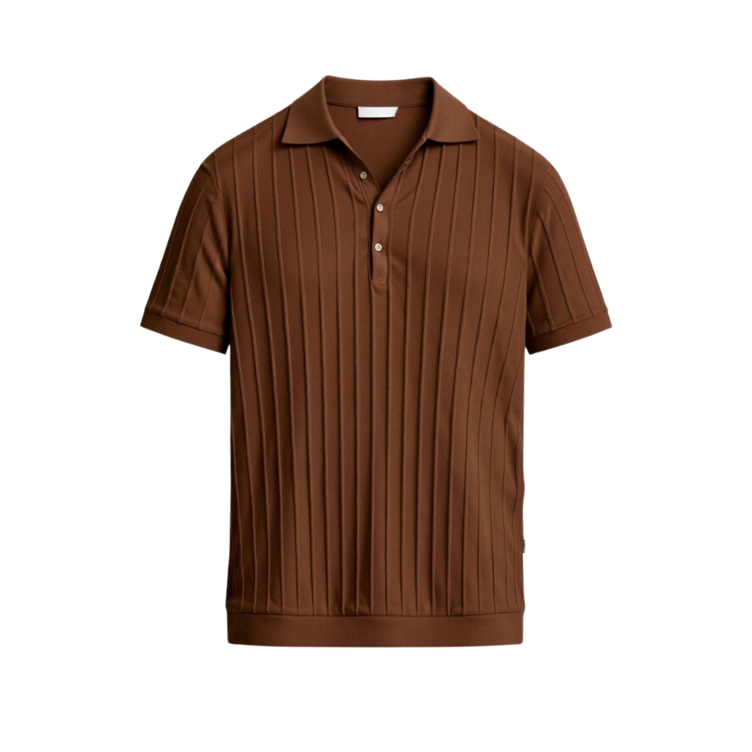 Vertical stripping button up polo