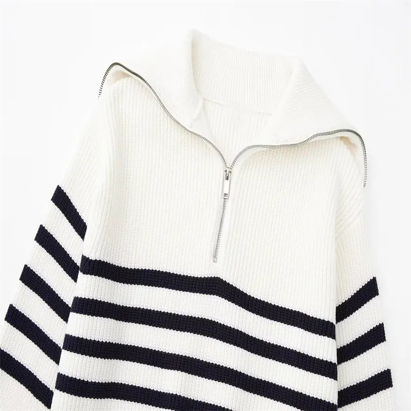Streifend Zip up Pullover